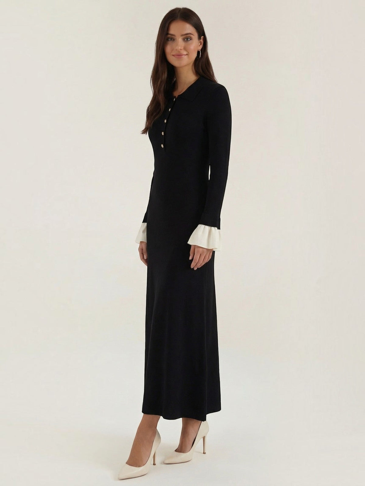 Charlotte Robe Longue En Maille À Col Polo