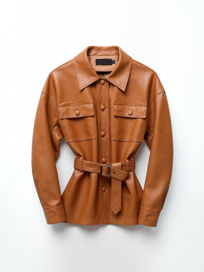 Christina PU-Lederjacke mit Gürtel