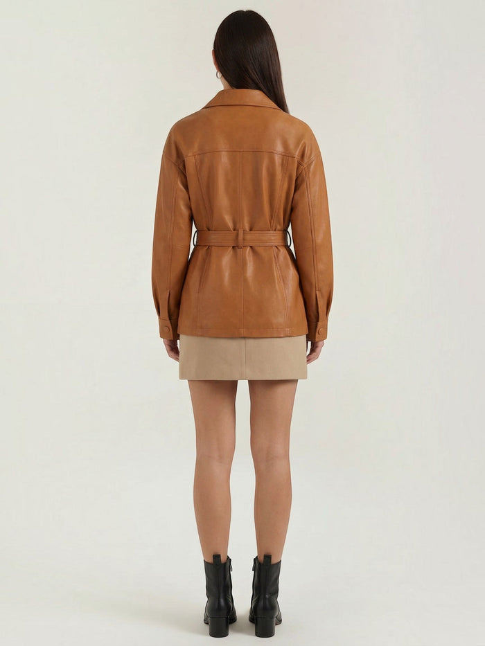 Christina PU-Lederjacke mit Gürtel