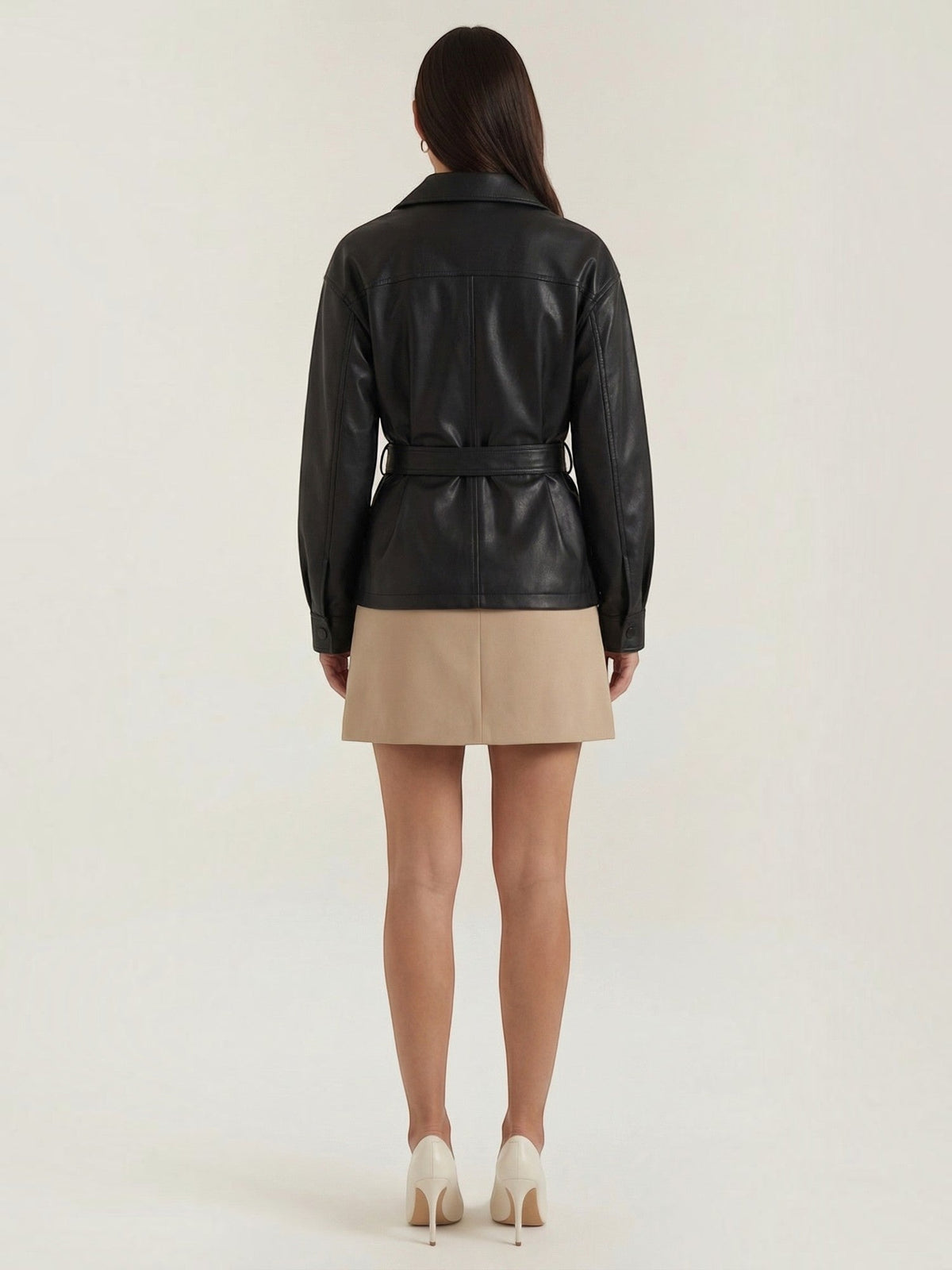 Christina PU-Lederjacke mit Gürtel