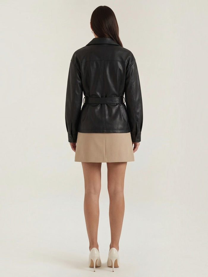 Christina PU-Lederjacke mit Gürtel