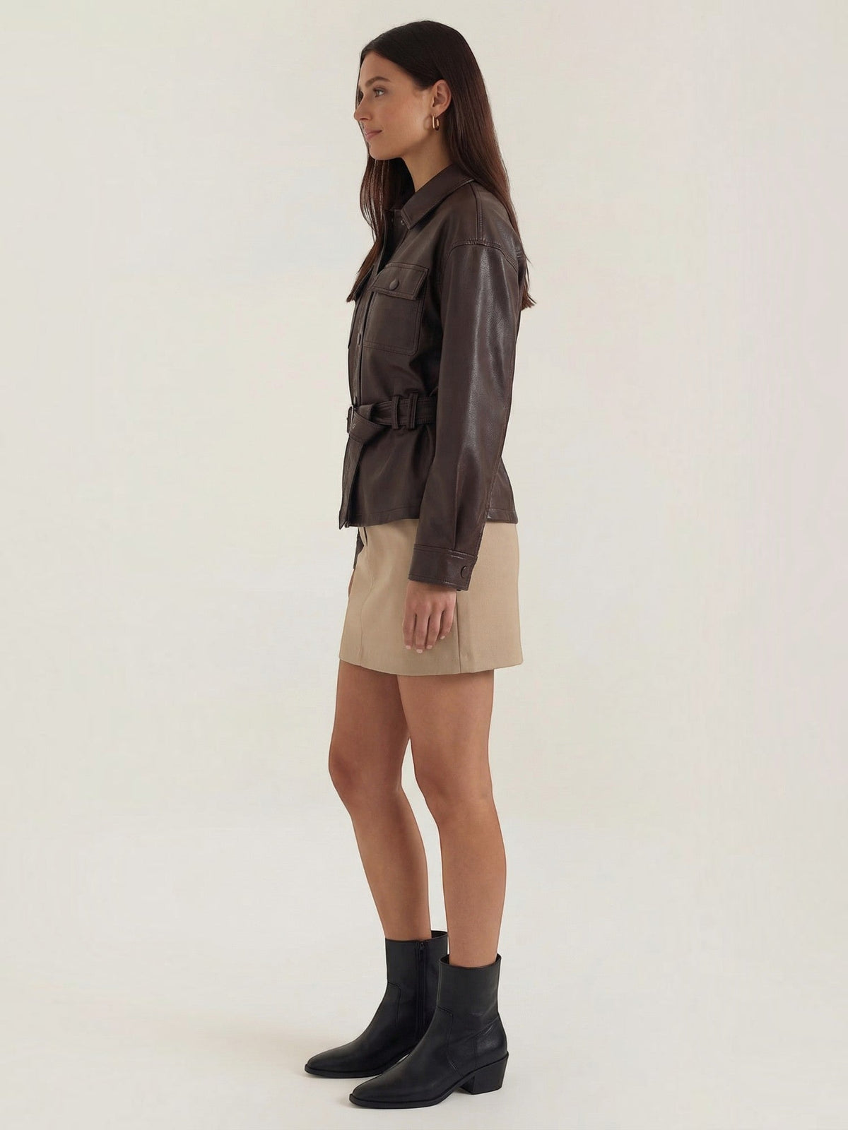 Christina PU-Lederjacke mit Gürtel