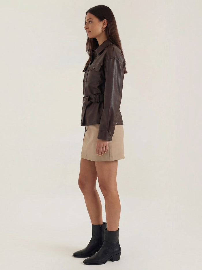 Christina PU-Lederjacke mit Gürtel