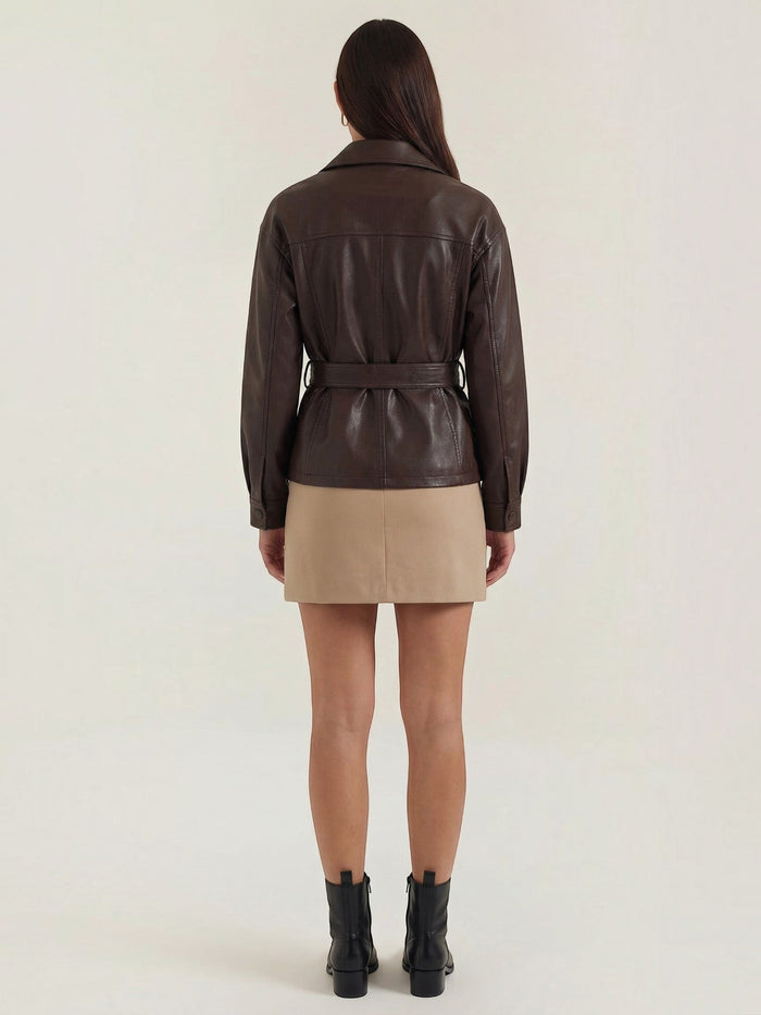 Christina PU-Lederjacke mit Gürtel