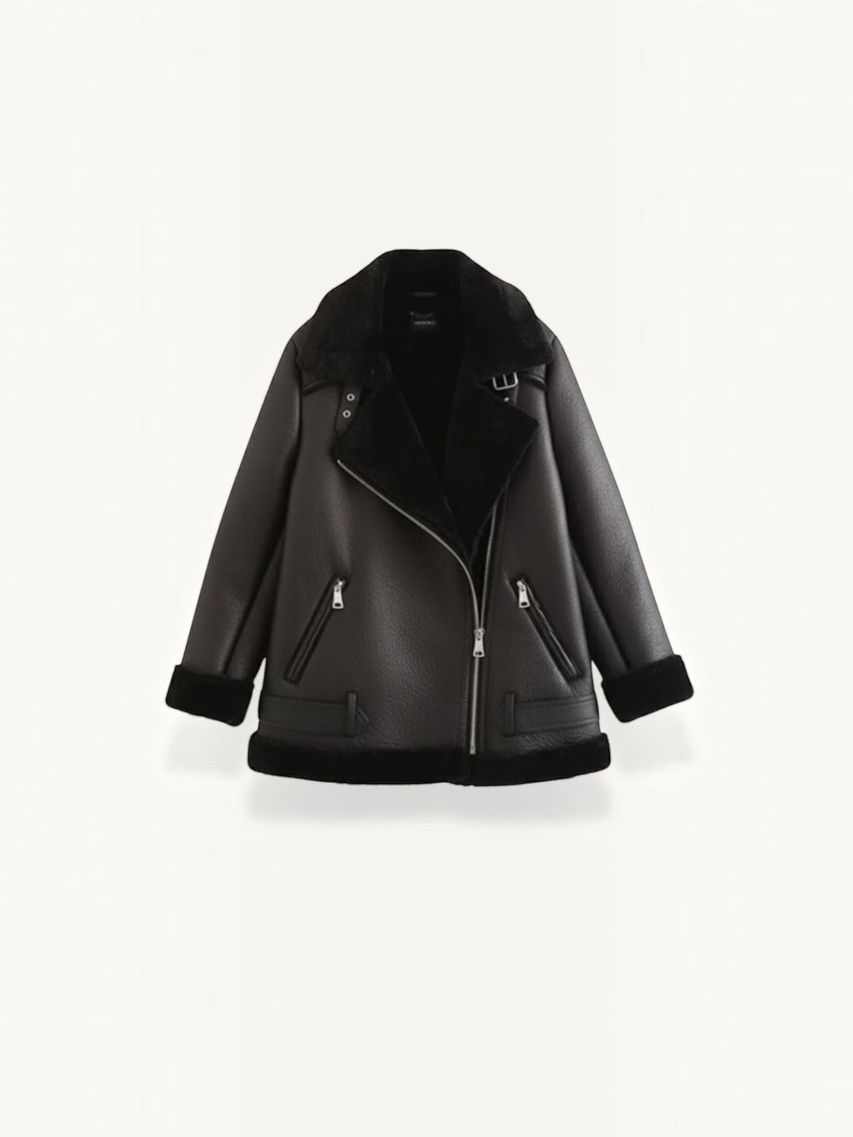 Christine Bikerjacke mit Teddyfell-Kragen