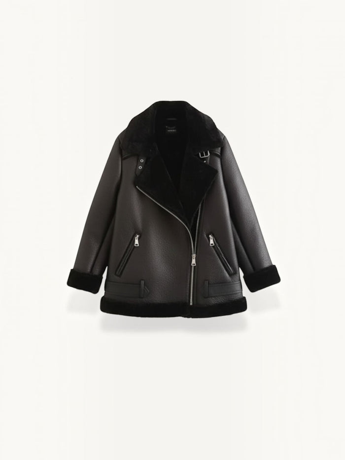 Christine Bikerjacke mit Teddyfell-Kragen