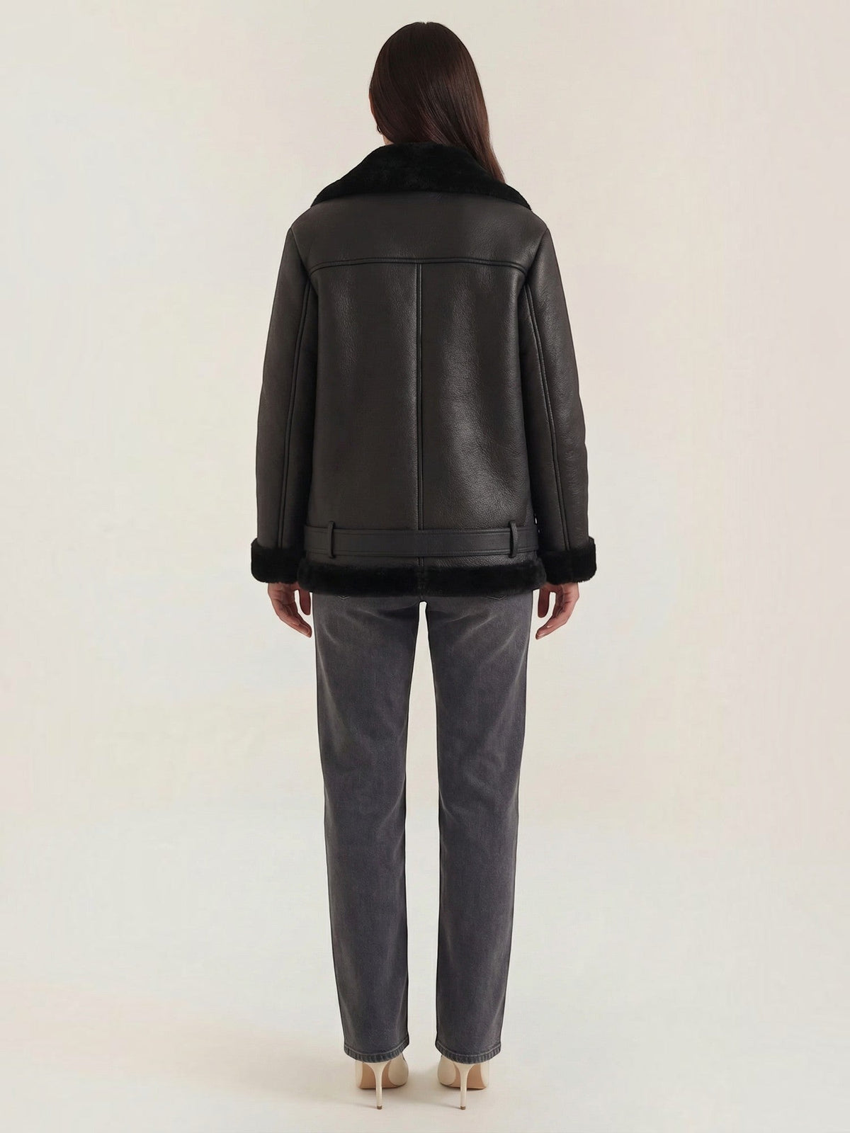 Christine Bikerjacke mit Teddyfell-Kragen
