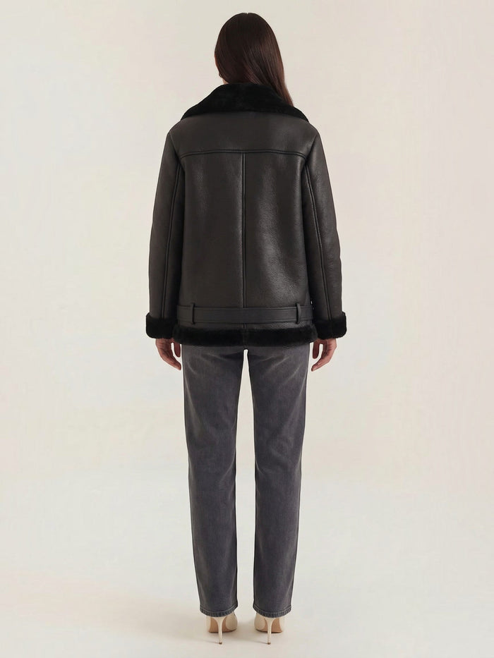 Christine Bikerjacke mit Teddyfell-Kragen