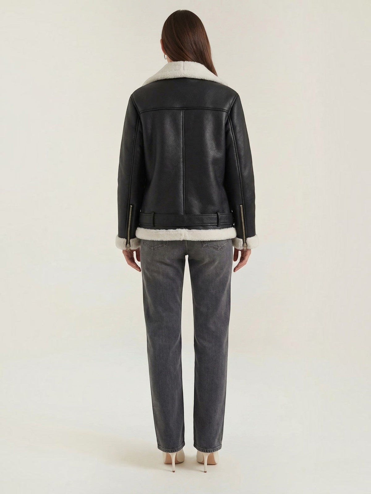 Christine Bikerjacke mit Teddyfell-Kragen