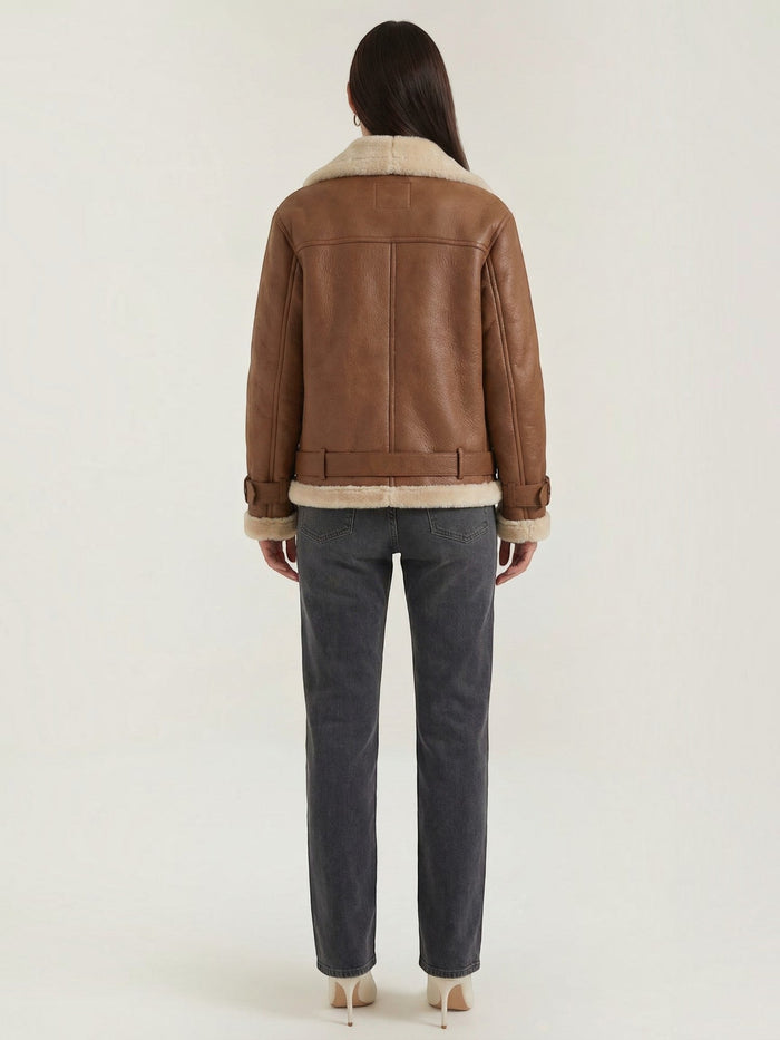 Christine Bikerjacke mit Teddyfell-Kragen