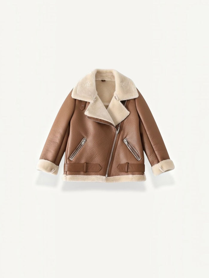 Christine Bikerjacke mit Teddyfell-Kragen