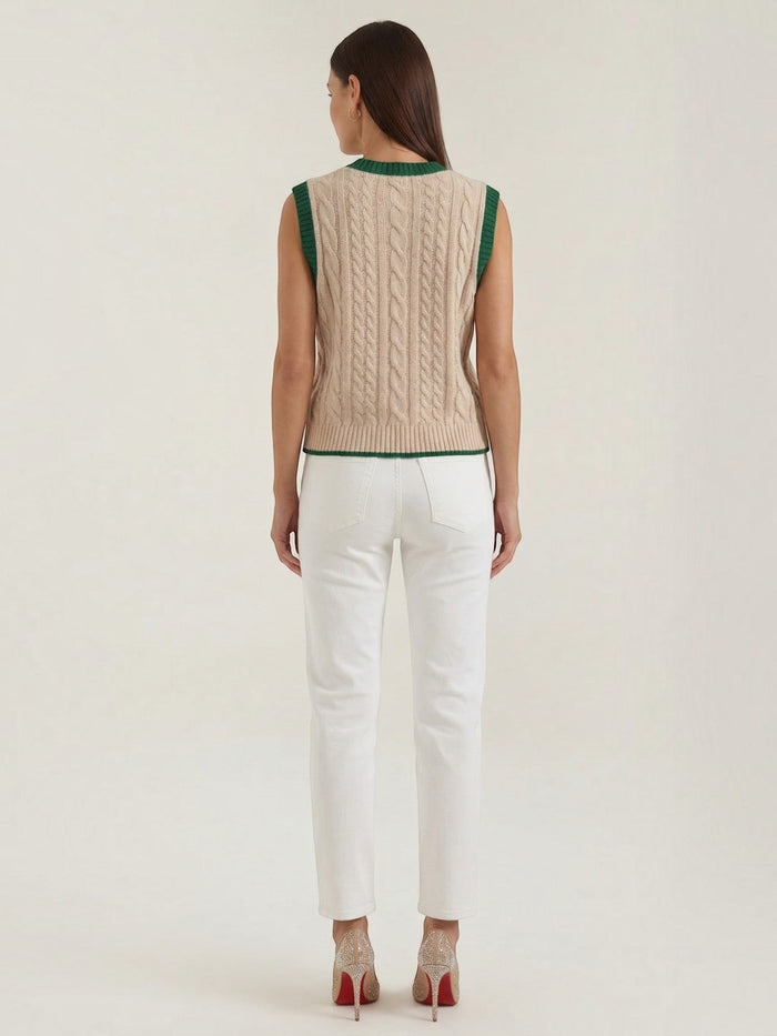 Clara Gilet Tricot À Motif Torsadé Classique