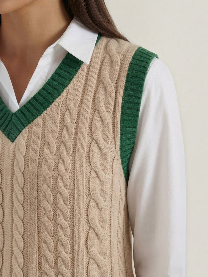 Clara Gilet Tricot À Motif Torsadé Classique