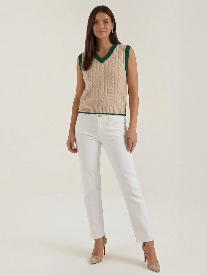 Clara Gilet Tricot À Motif Torsadé Classique