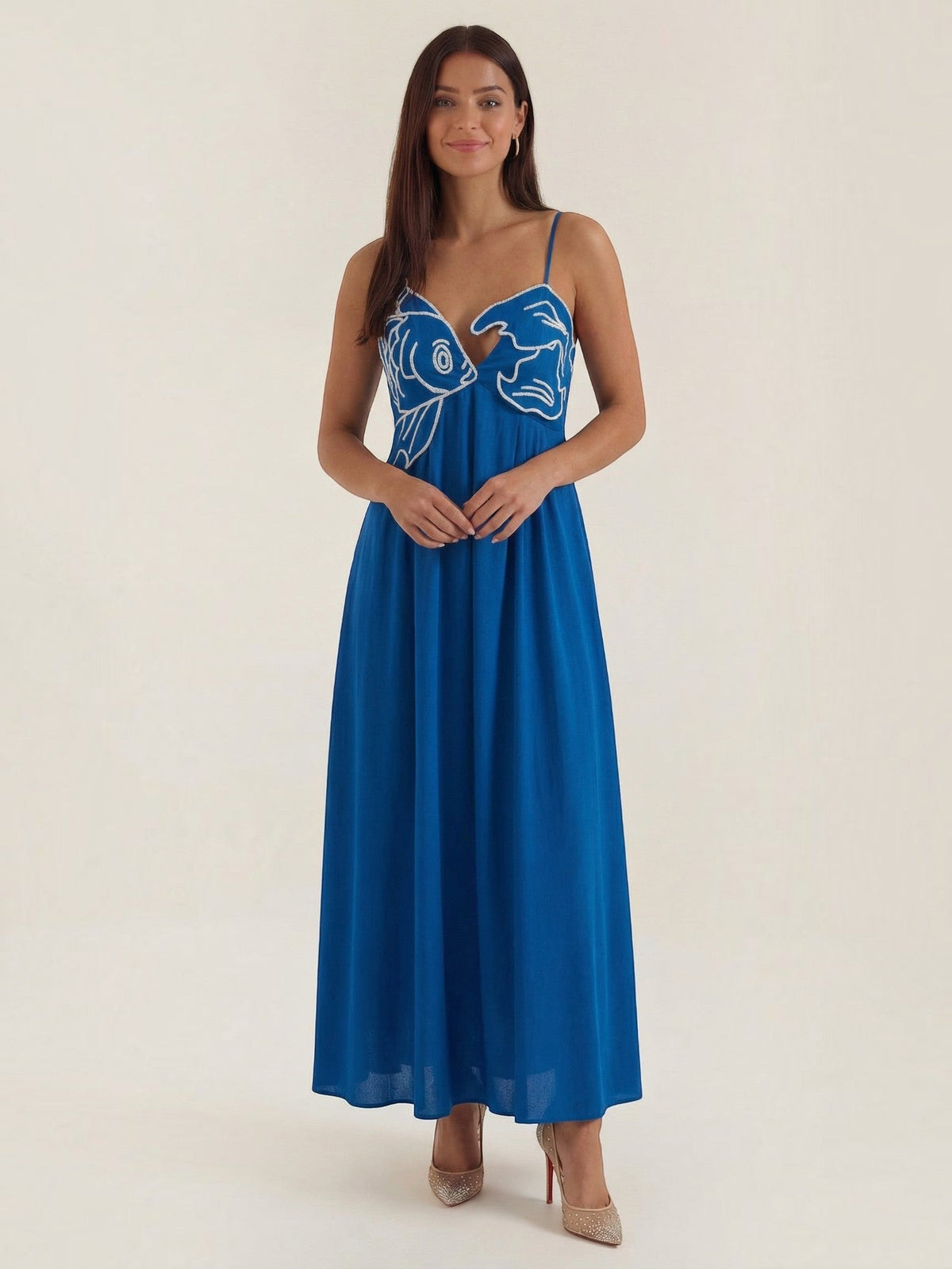 Deborah Robe Longue Motif Poisson