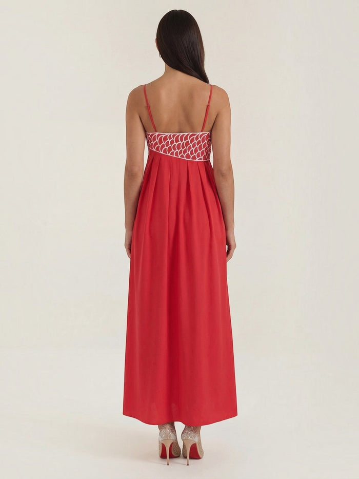 Deborah Robe Longue Motif Poisson
