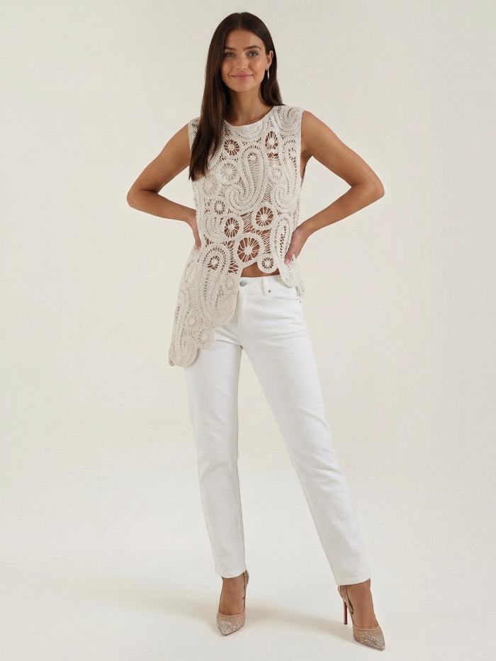 Delia Top En Dentelle Asymétrique