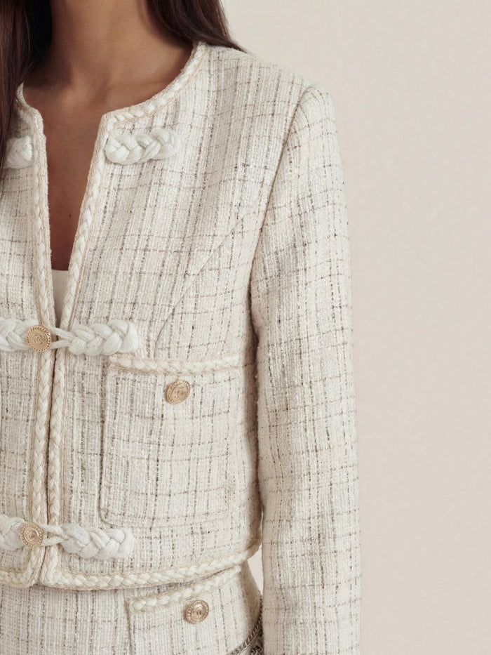 Doris Veste Courte En Tweed Et Jupe Plissée