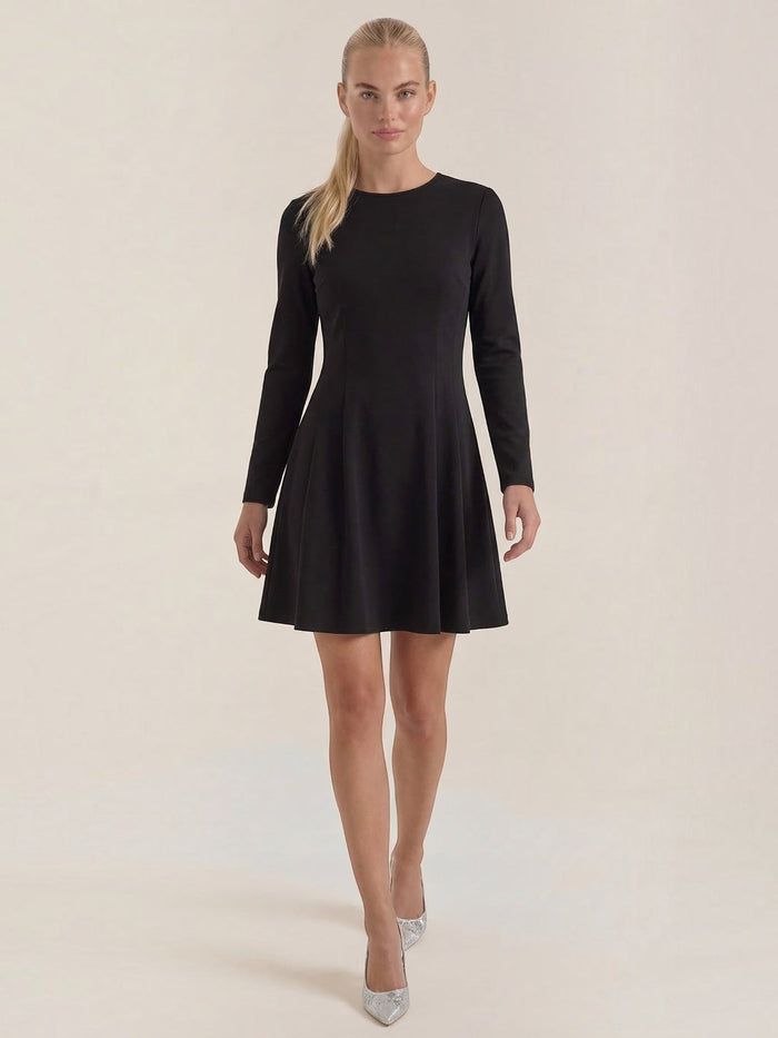 Ebony Robe Courte Cintrée À Manches Longues