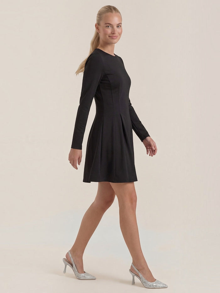 Ebony Robe Courte Cintrée À Manches Longues