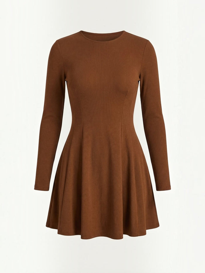 Ebony Robe Courte Cintrée À Manches Longues