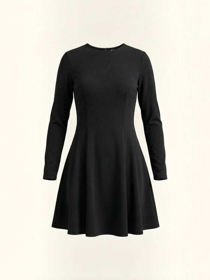 Ebony Robe Courte Cintrée À Manches Longues