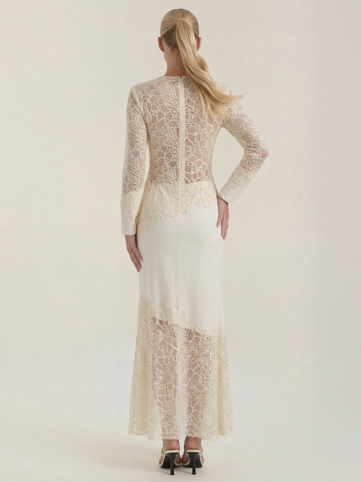 Elise Robe Longue À Paillettes Et Dentelle