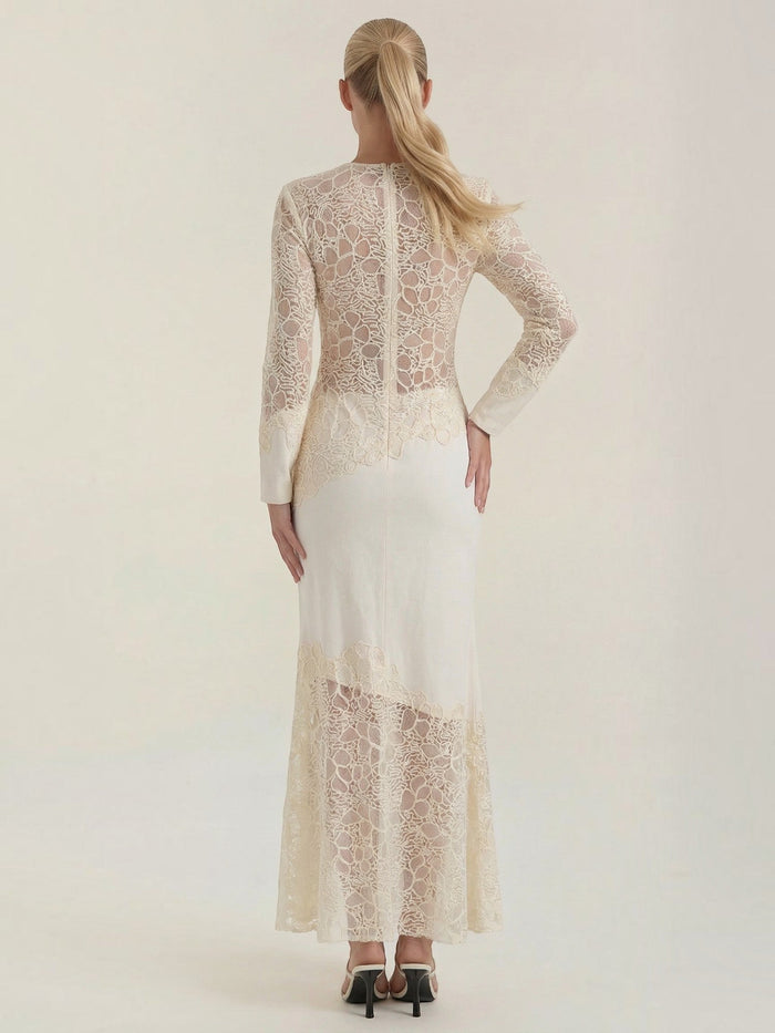 Elise Robe Longue À Paillettes Et Dentelle