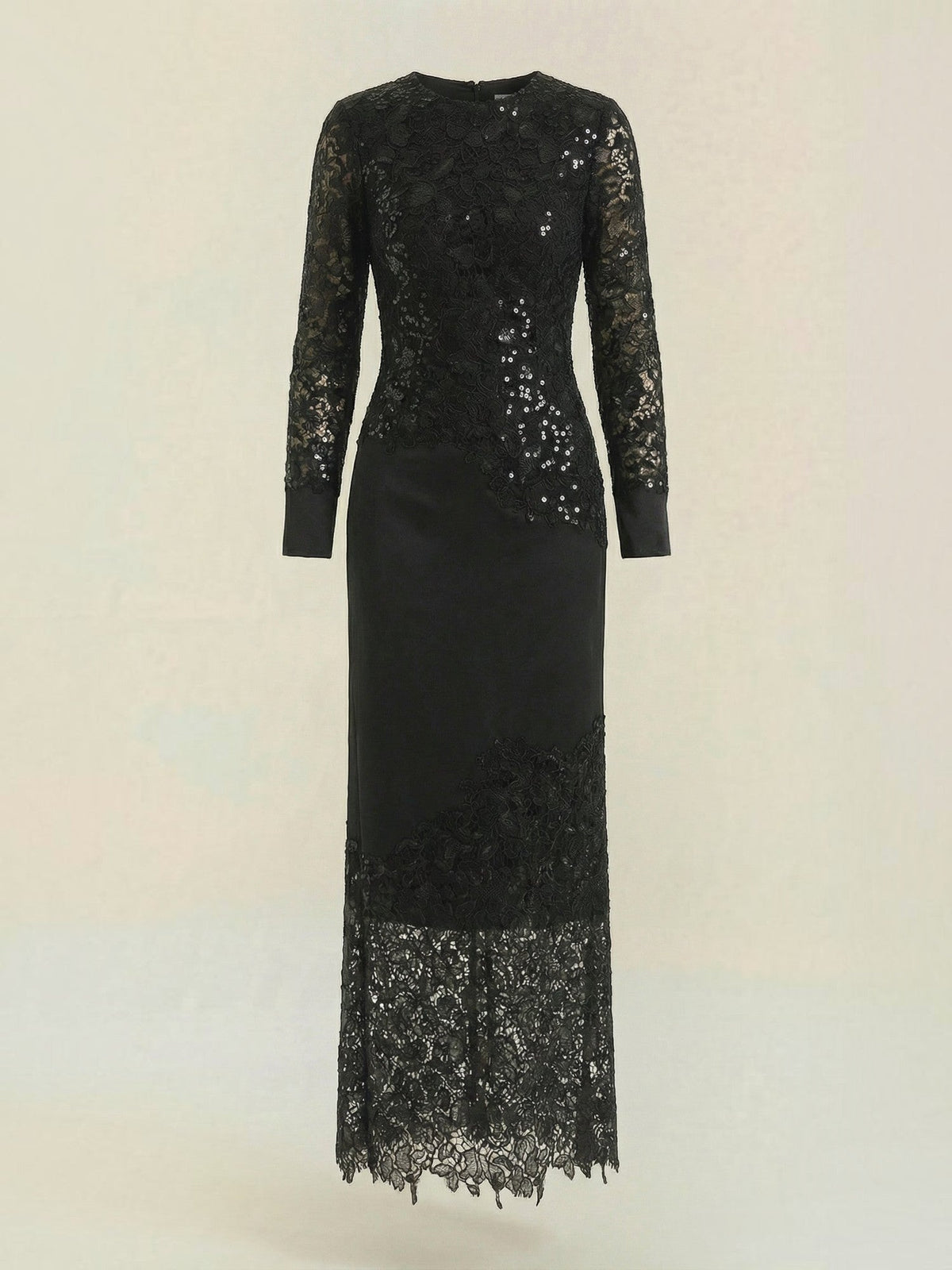 Elise Robe Longue À Paillettes Et Dentelle
