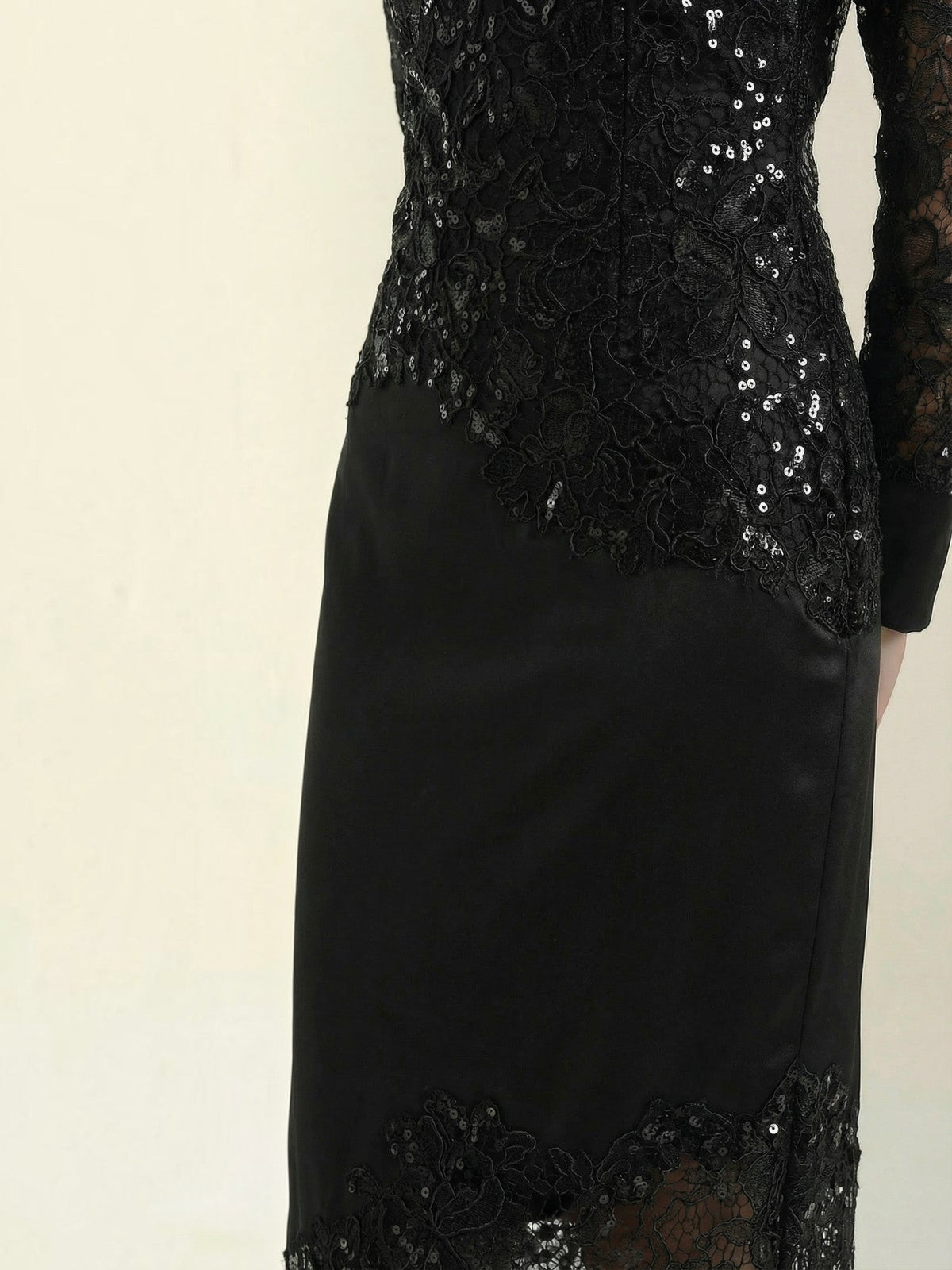 Elise Robe Longue À Paillettes Et Dentelle