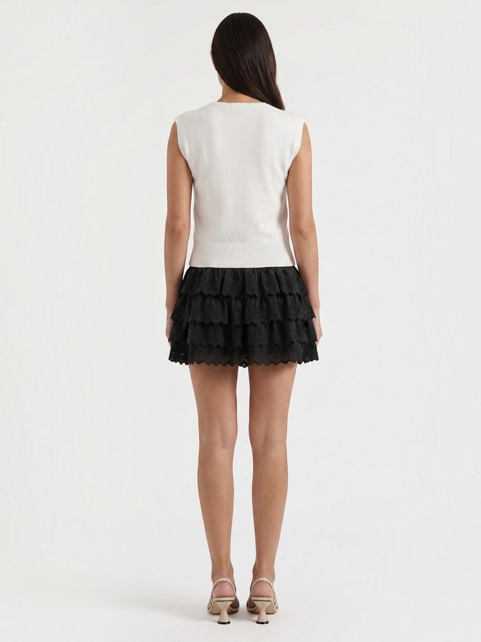 Elyse Jupe Courte Broderie Anglaise