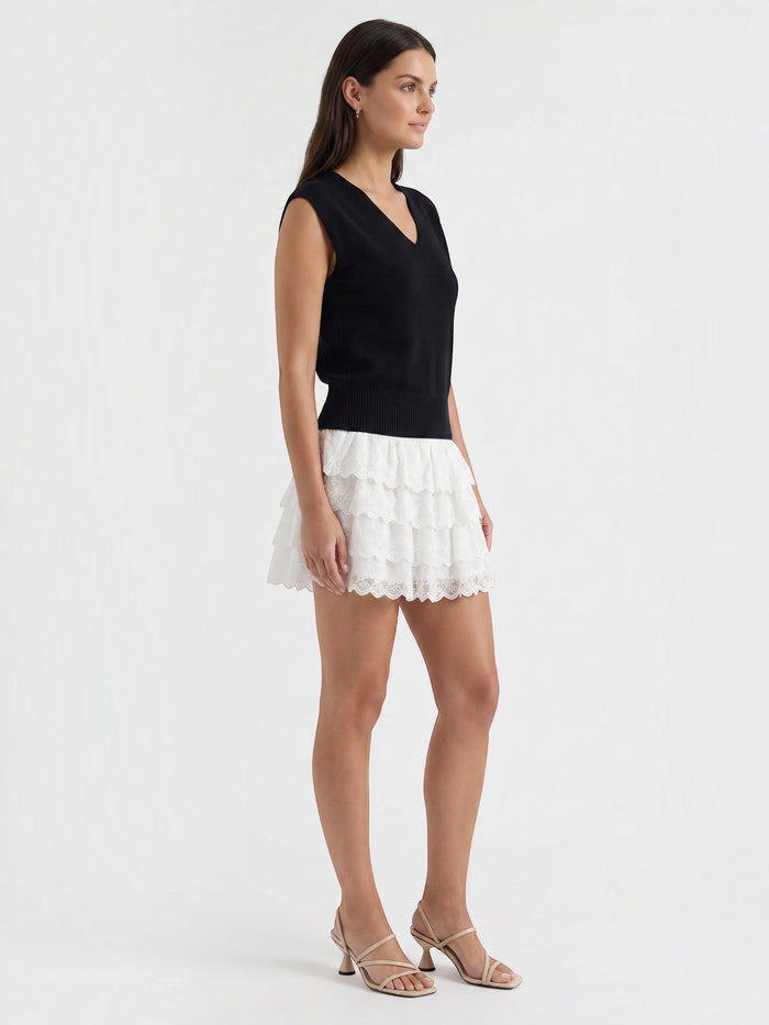 Elyse Jupe Courte Broderie Anglaise