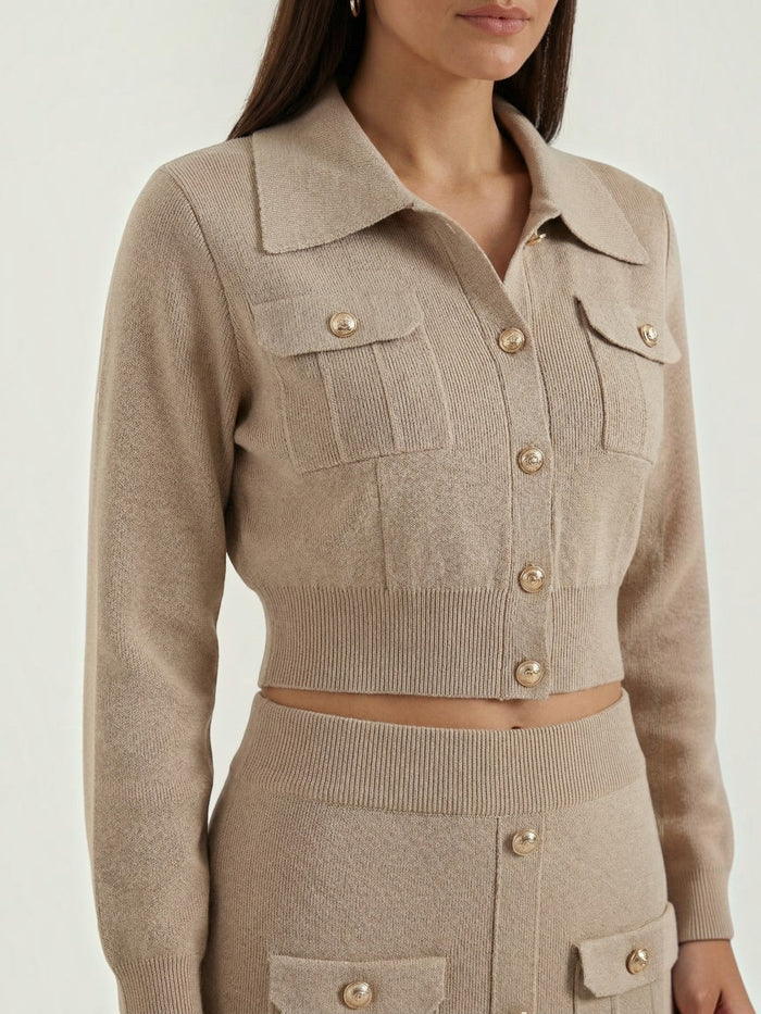 Evelyn Ensemble En Maille Avec Veste Et Jupe Longue