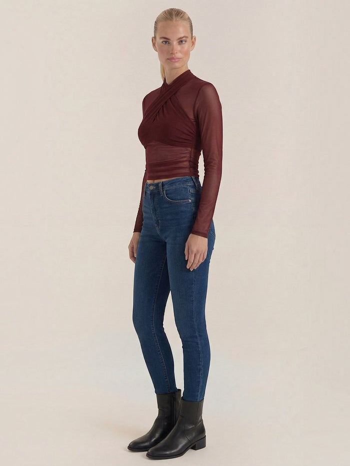 Georgia Top En Tulle Transparent Croisé