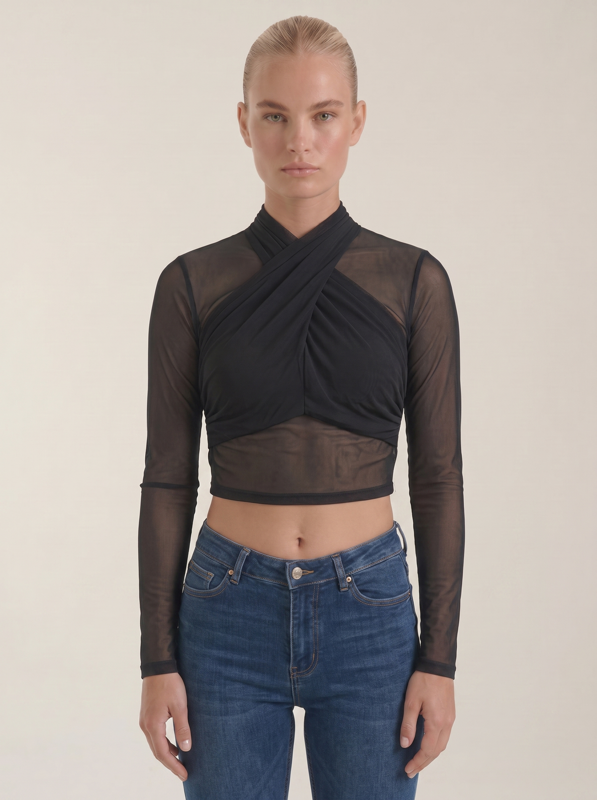 Georgia Top En Tulle Transparent Croisé