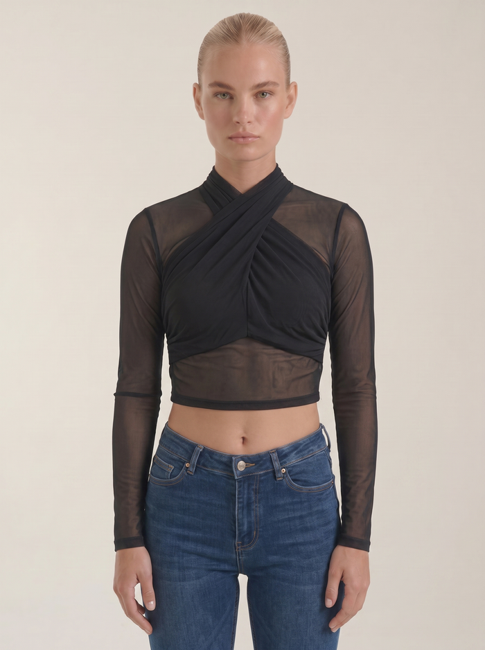 Georgia Top En Tulle Transparent Croisé