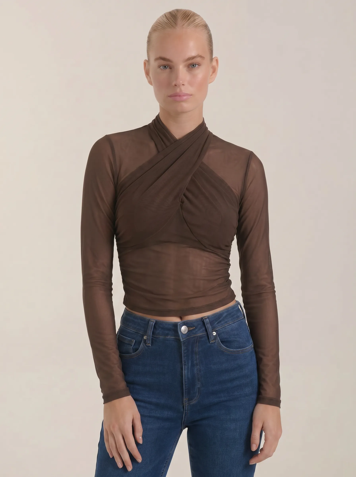Georgia Top En Tulle Transparent Croisé