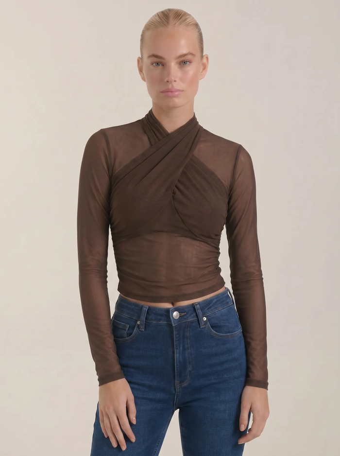 Georgia Top En Tulle Transparent Croisé