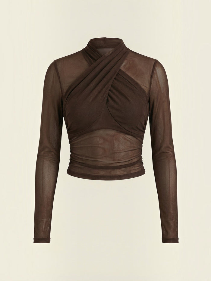 Georgia Top En Tulle Transparent Croisé