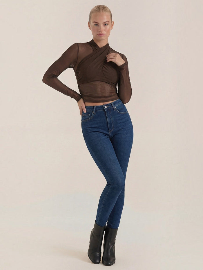 Georgia Top En Tulle Transparent Croisé
