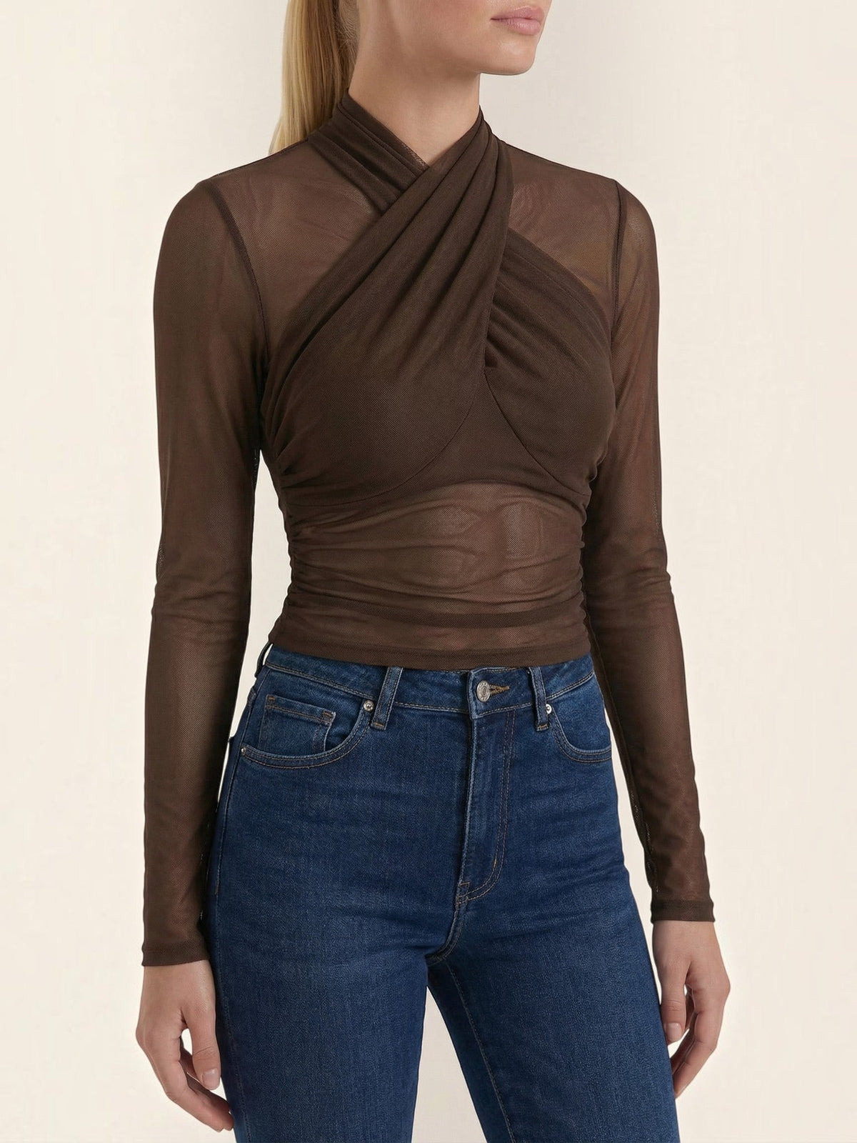 Georgia Top En Tulle Transparent Croisé