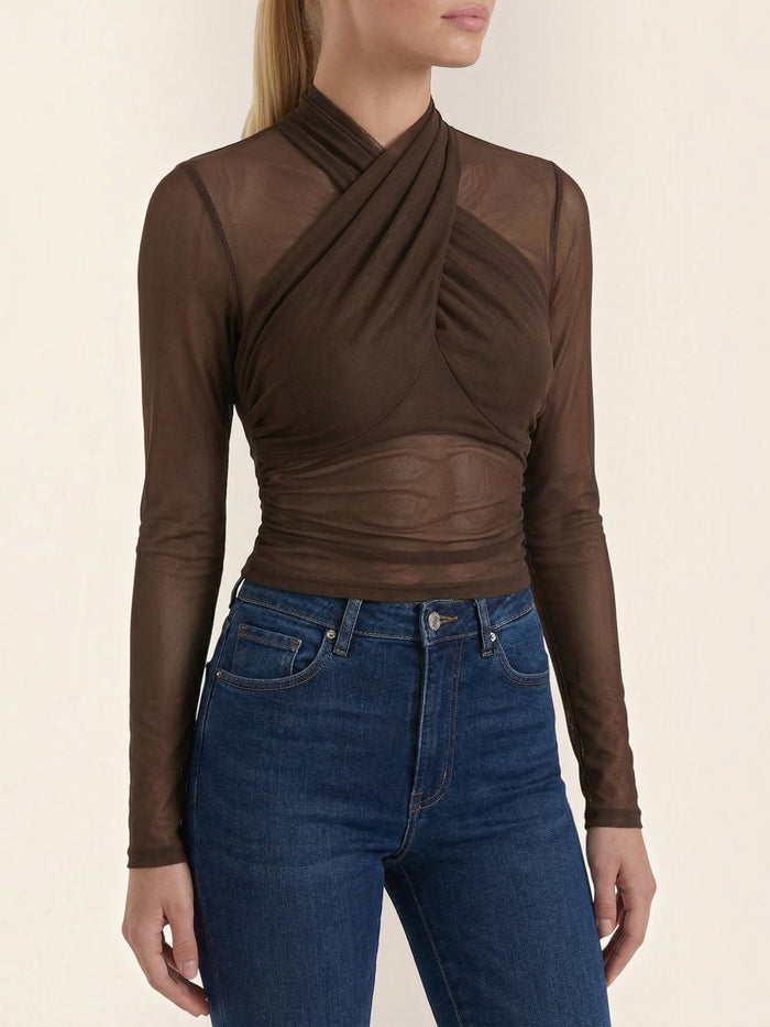 Georgia Top En Tulle Transparent Croisé