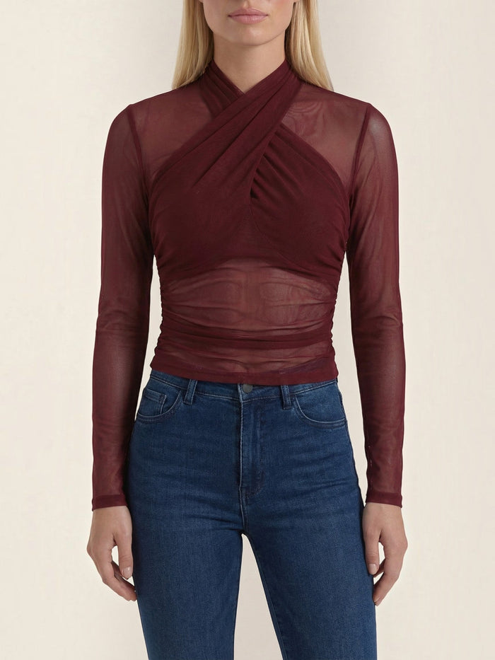 Georgia Top En Tulle Transparent Croisé
