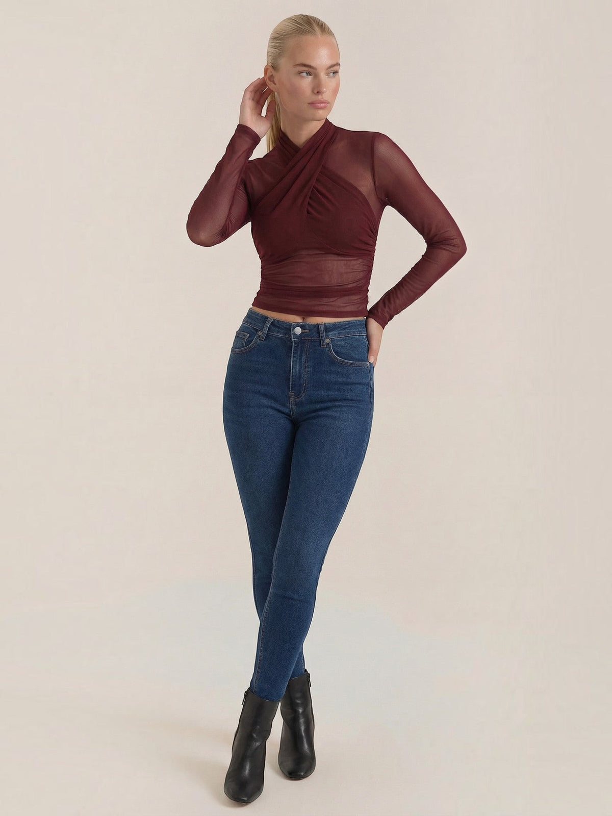 Georgia Top En Tulle Transparent Croisé