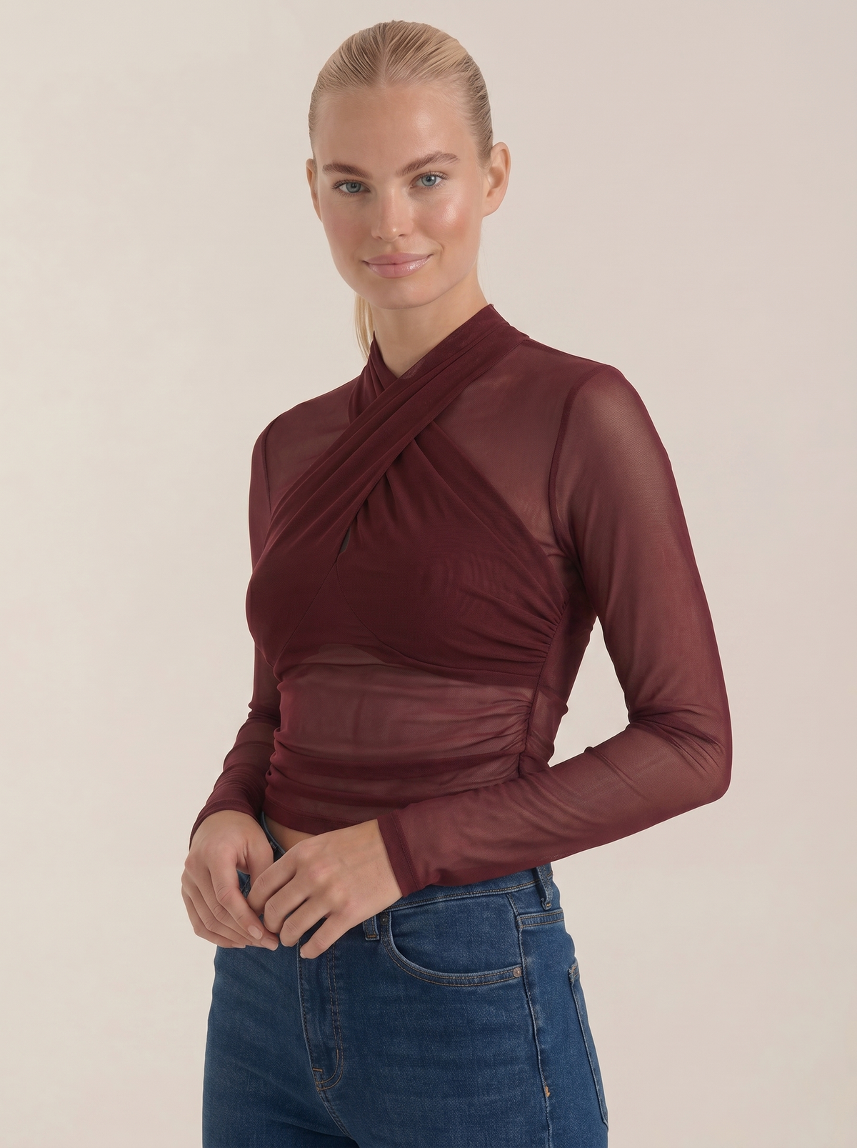 Georgia Top En Tulle Transparent Croisé
