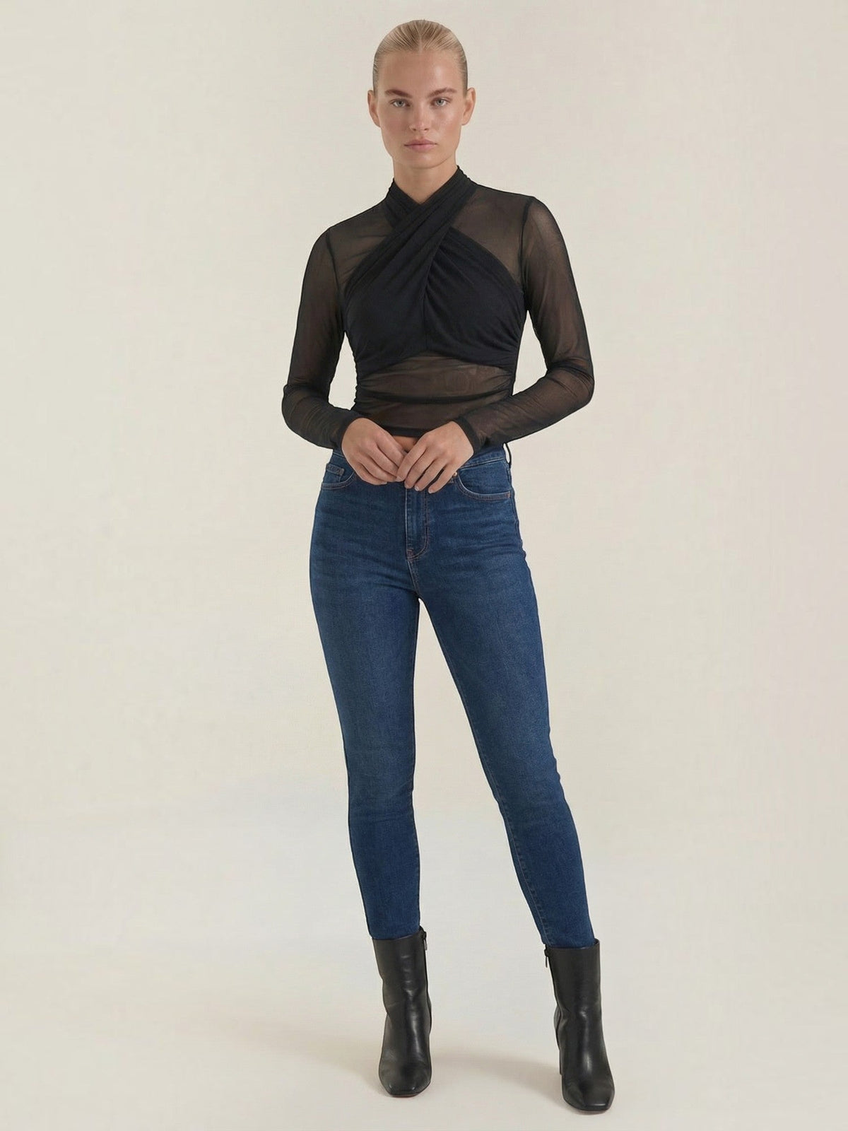 Georgia Top En Tulle Transparent Croisé