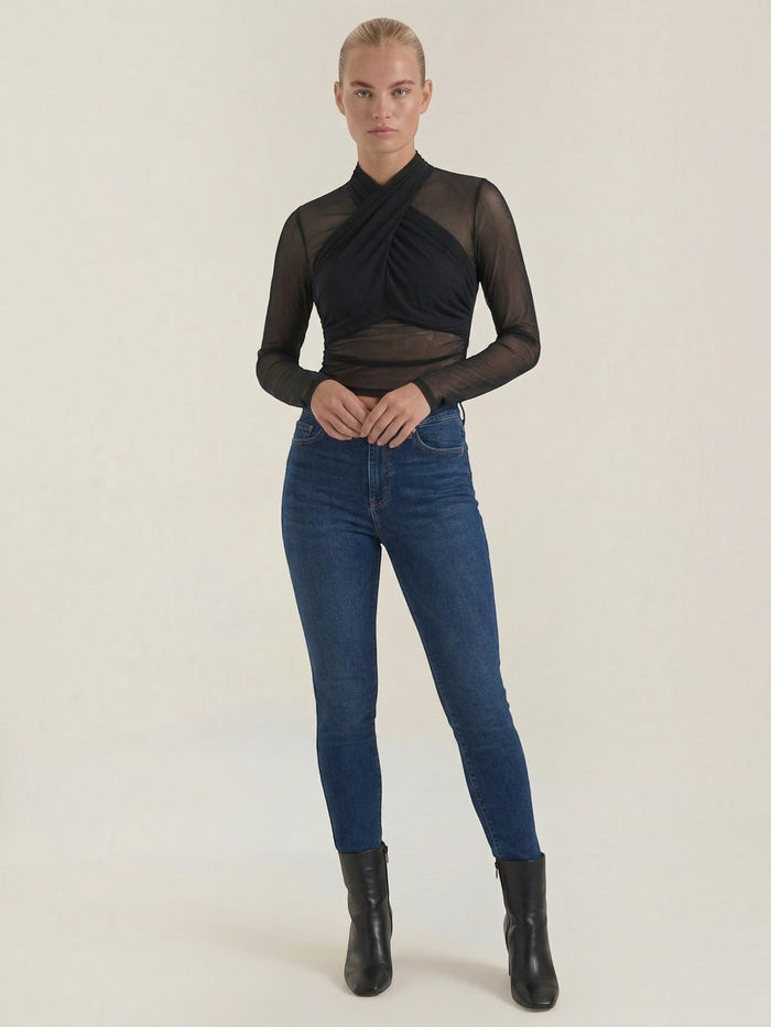 Georgia Top En Tulle Transparent Croisé