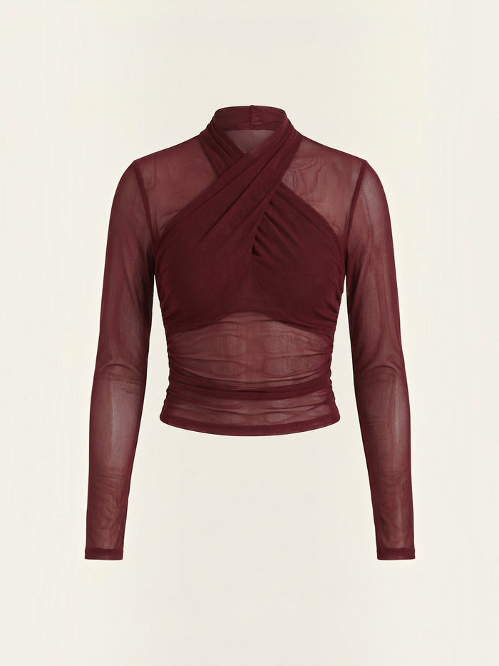 Georgia Top En Tulle Transparent Croisé