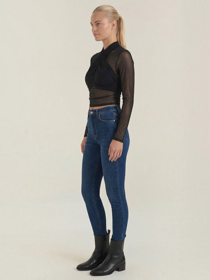 Georgia Top En Tulle Transparent Croisé