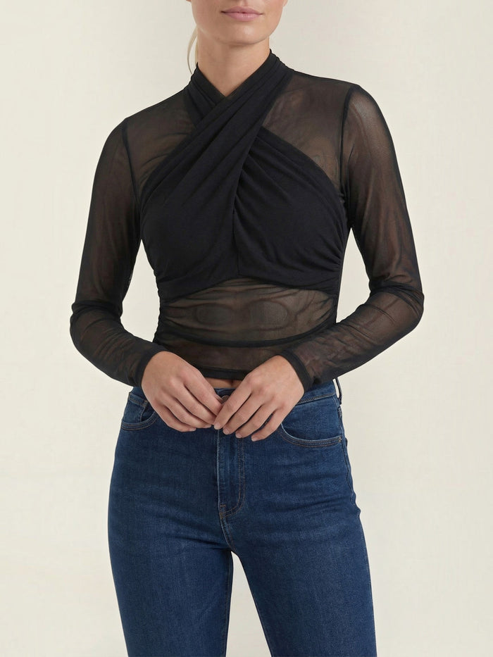 Georgia Top En Tulle Transparent Croisé